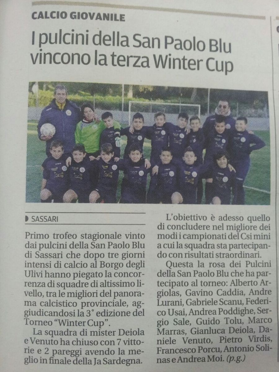 I pulcini della San Paolo vincono la terza Winter Cup